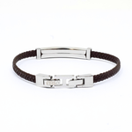 Load image into Gallery viewer, Black leather double 316l steel bracelet
