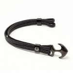 Load image into Gallery viewer, Black anchor bracelet brown leather
