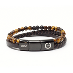 Load image into Gallery viewer, Double lava and tiger leather bracelet
