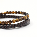 Load image into Gallery viewer, Double lava and tiger leather bracelet
