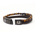 Load image into Gallery viewer, Double lava and tiger leather bracelet
