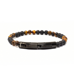 Load image into Gallery viewer, Lava and tiger eye double clasp bracelet
