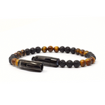 Load image into Gallery viewer, Lava and tiger eye double clasp bracelet
