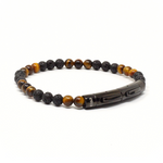 Load image into Gallery viewer, Lava and tiger eye double clasp bracelet
