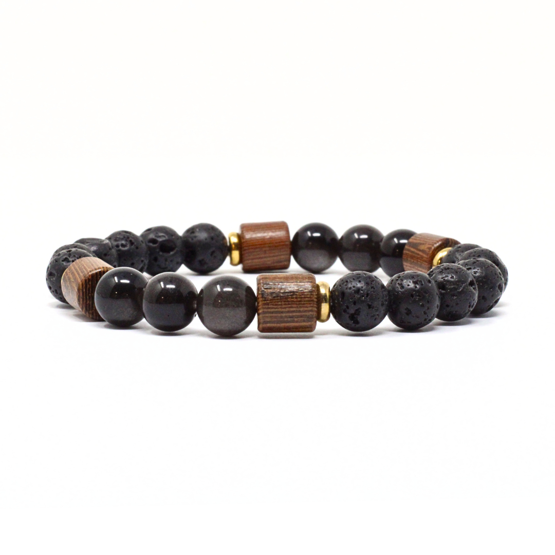 Men's bracelet lava wood palm tree