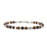 Load image into Gallery viewer, 316L Steel Bracelet with Lava and Tiger&#39;s Eye
