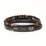 Load image into Gallery viewer, Triple lava and brown leather bracelet
