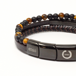 Load image into Gallery viewer, Triple lava and brown leather bracelet
