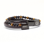 Load image into Gallery viewer, Triple lava and brown leather bracelet
