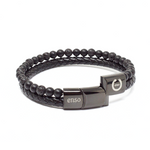 Load image into Gallery viewer, Lava leather and polished crystal bracelet
