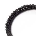 Load image into Gallery viewer, Lava leather and polished crystal bracelet
