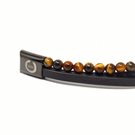 Load image into Gallery viewer, Lava and blue tiger eye triple bracelet
