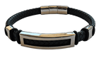 Load image into Gallery viewer, Brazalete cuero acero 316 y cuero

