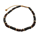 Load image into Gallery viewer, Brazalete acero baño oro y lavas
