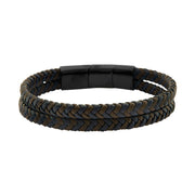  Brazalete doble cuero marrón y azul