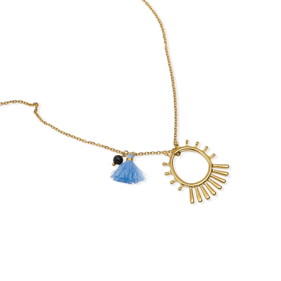 Lava blue gold plated steel pendant