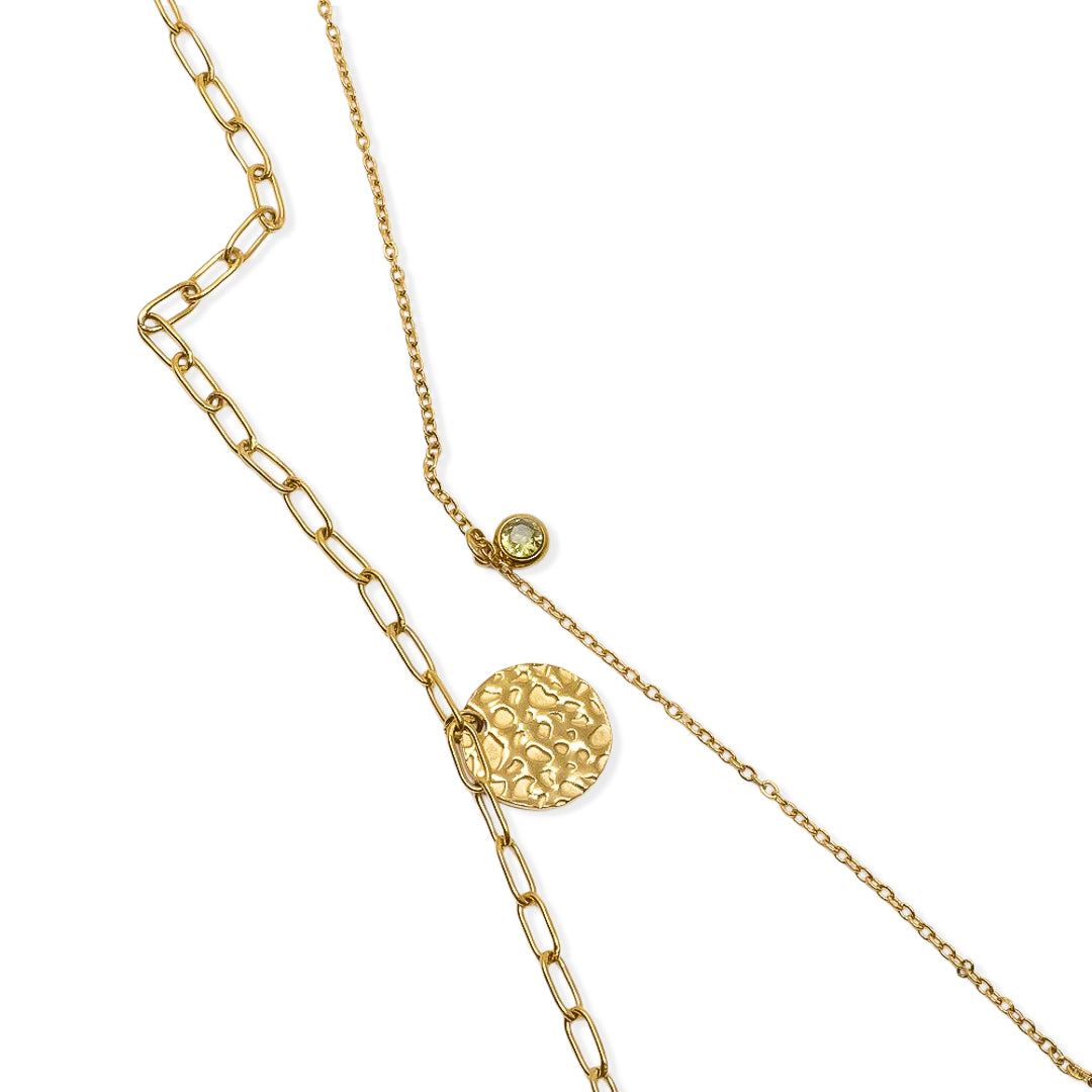 Double olivine gold plated pendant