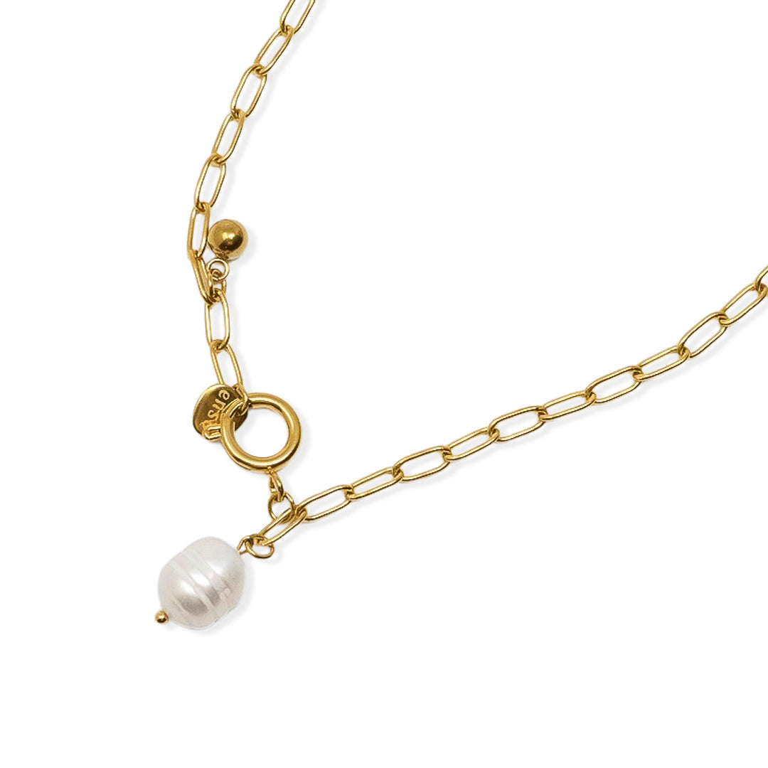 Pearl gold plated steel pendant