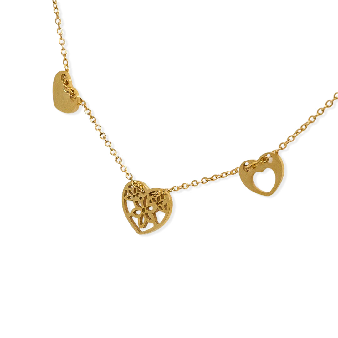 Gold plated steel heart pendant