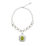 Load image into Gallery viewer, Large peridot cross chain pendant
