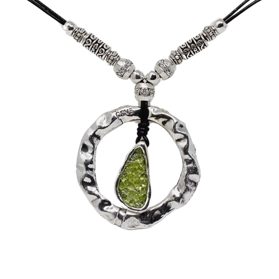 Peridot leather pendant