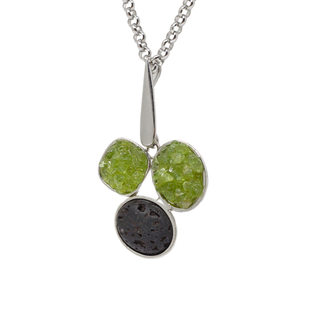 Lava and peridot pendant