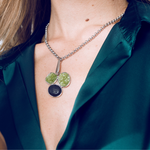 Load image into Gallery viewer, Lava and peridot pendant
