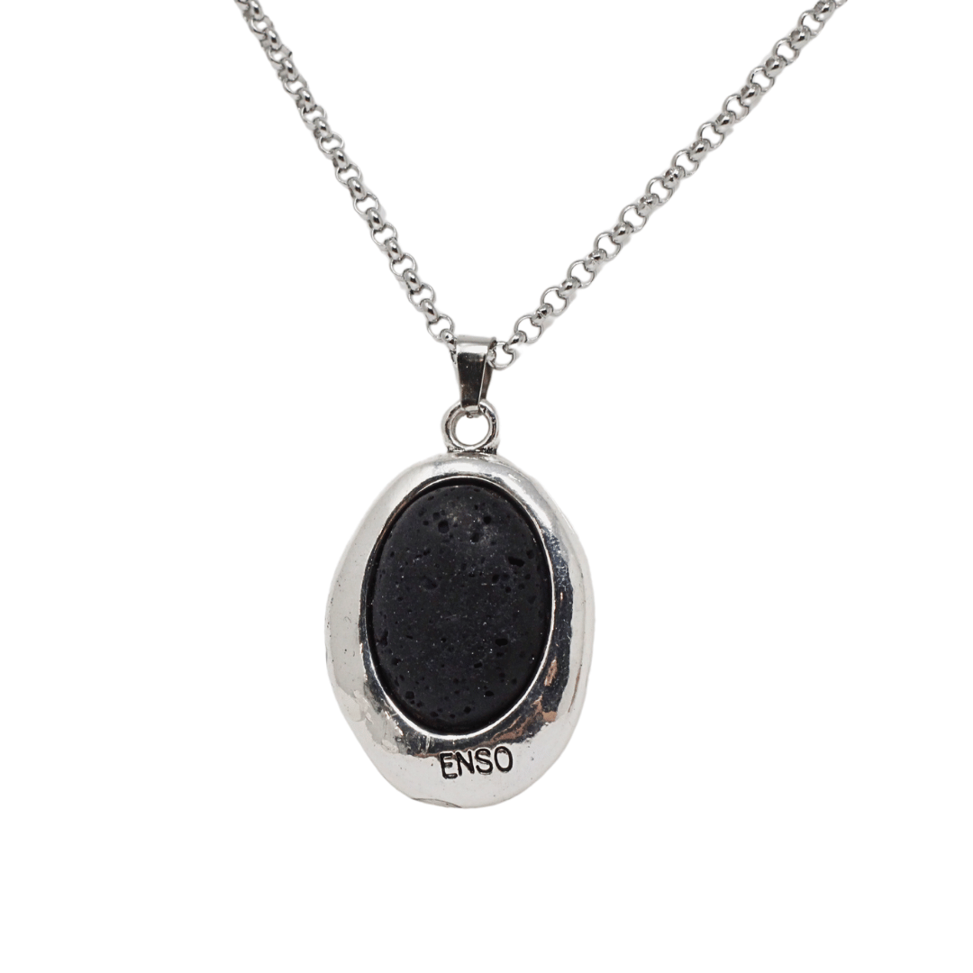 Black lava silver bath pendant