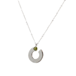 Load image into Gallery viewer, ENSO crimped silver and peridot pendant
