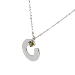 Load image into Gallery viewer, ENSO crimped silver and peridot pendant
