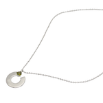 Load image into Gallery viewer, ENSO crimped silver and peridot pendant
