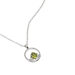 Load image into Gallery viewer, Silver and peridot circle pendant
