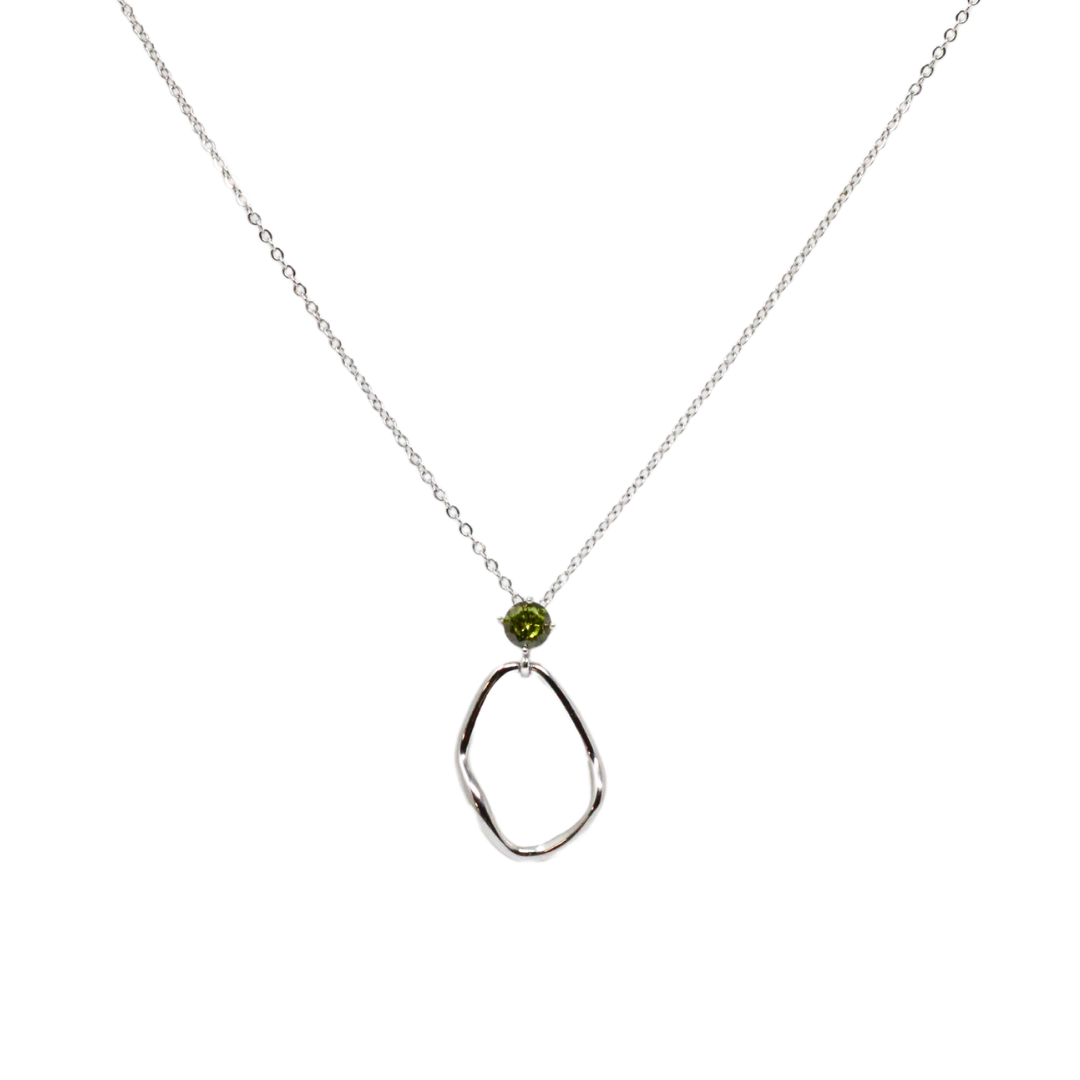 Silver and peridot pendant set