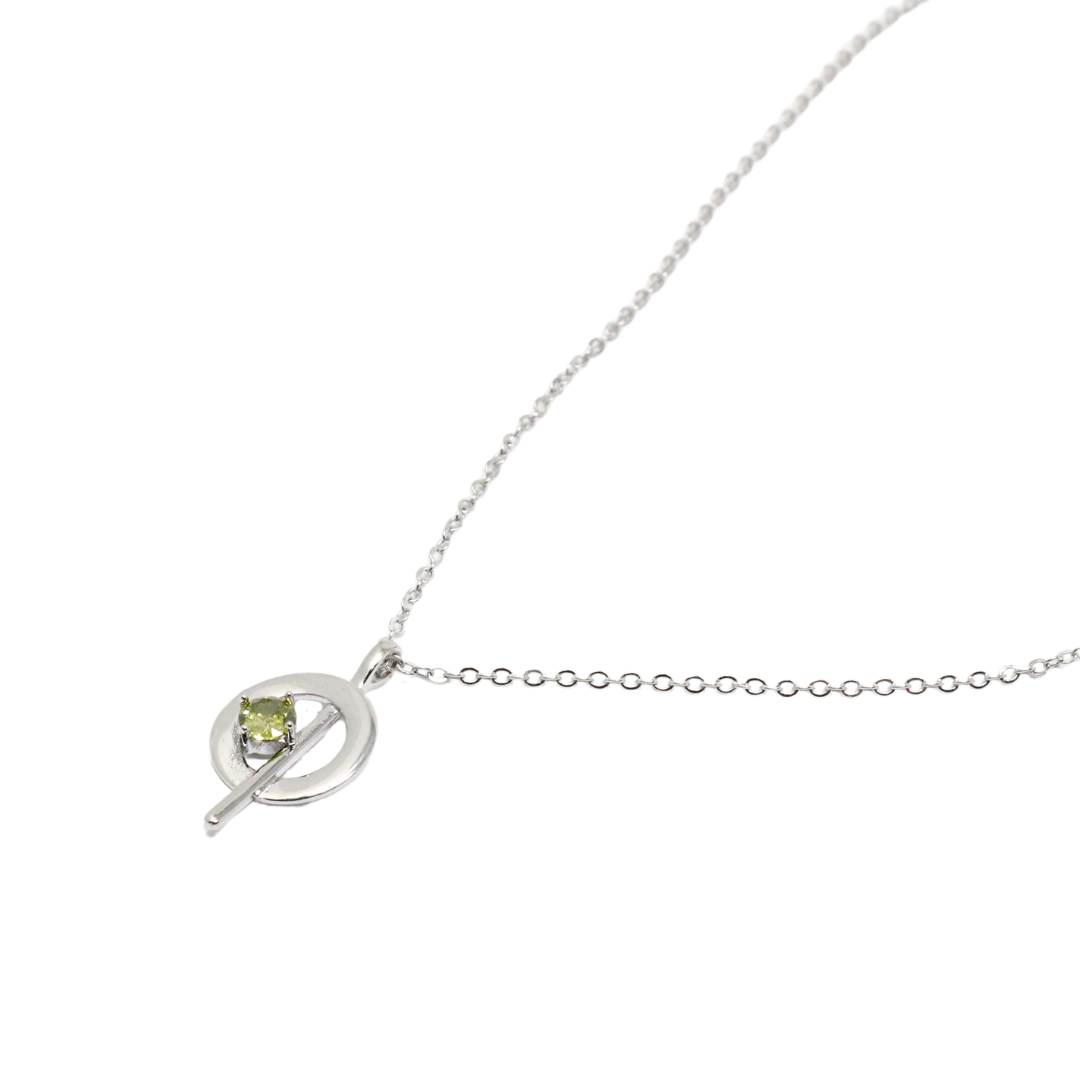 Silver and peridot circle stick pendant