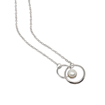 Load image into Gallery viewer, Silver double pearl circle pendant
