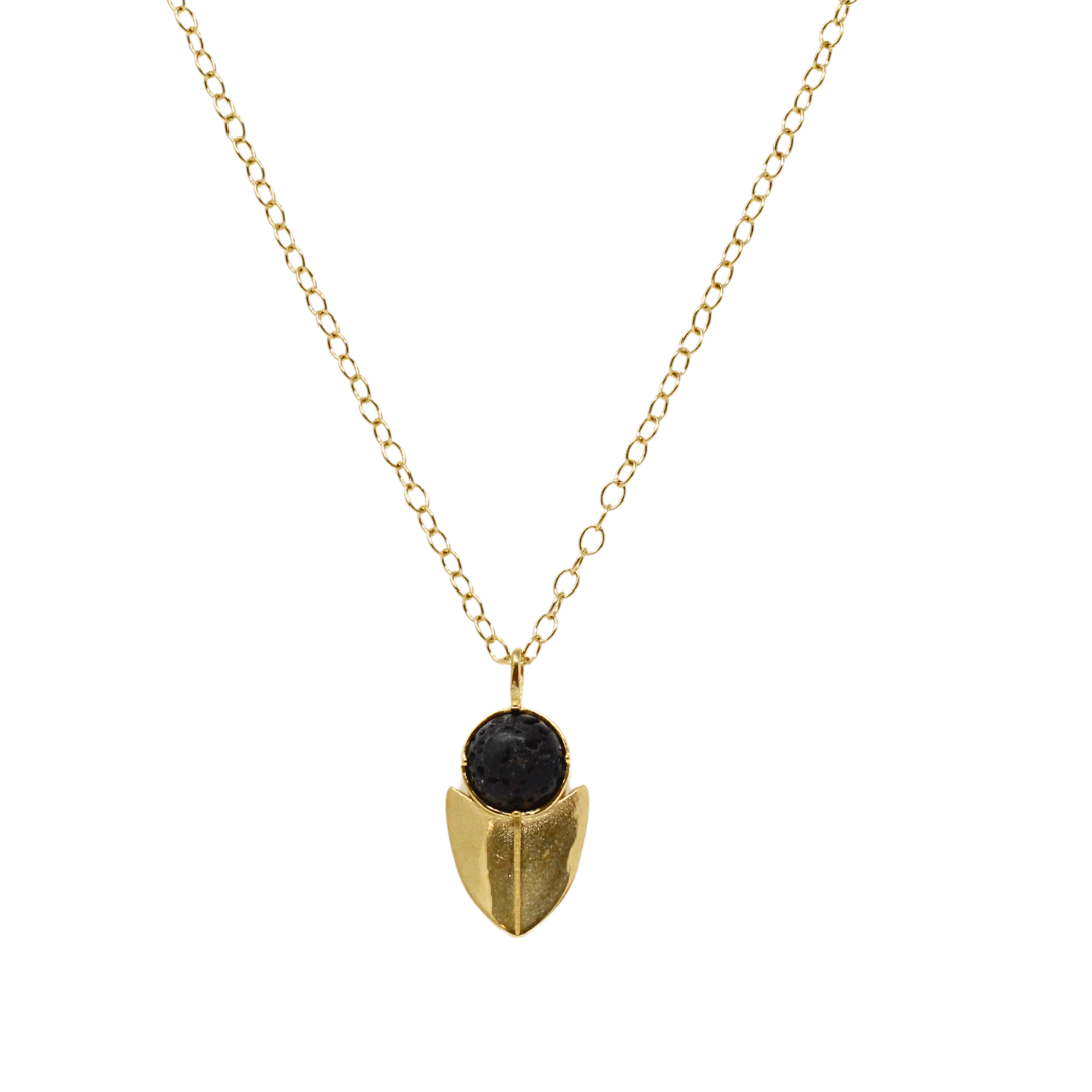 Gold plated steel lava spear pendant