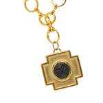 Load image into Gallery viewer, Lava gold plated steel cross pendant
