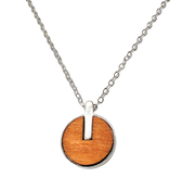 Colgante plata circulo madera palmera