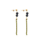 Load image into Gallery viewer, Gold plated steel earrings II lavas and olivine
