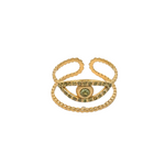 Load image into Gallery viewer, Olive gold plated steel ring adaptable
