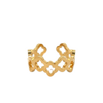 Load image into Gallery viewer, Adjustable clover gold plated steel ring
