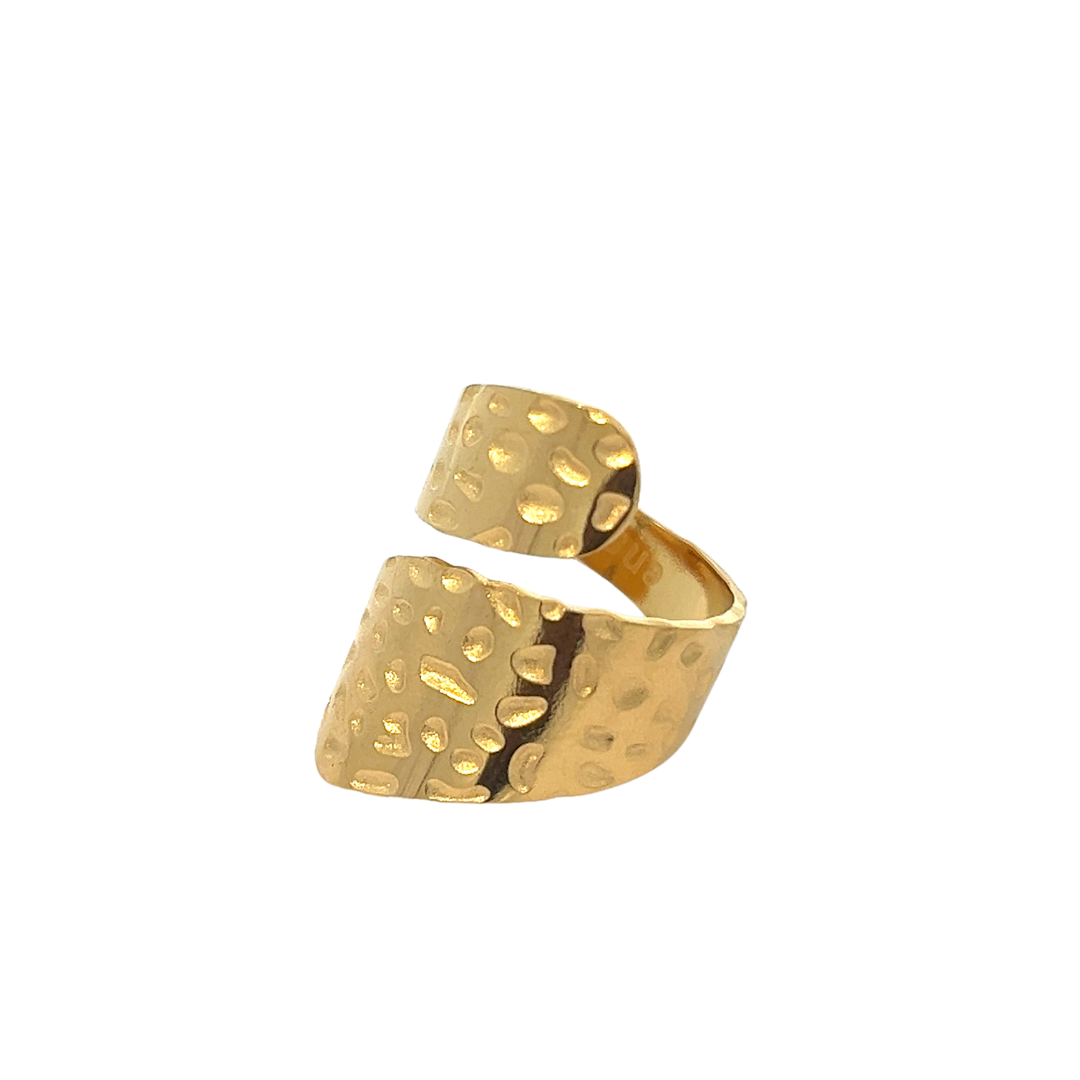 Adjustable spiral gold plated steel ring
