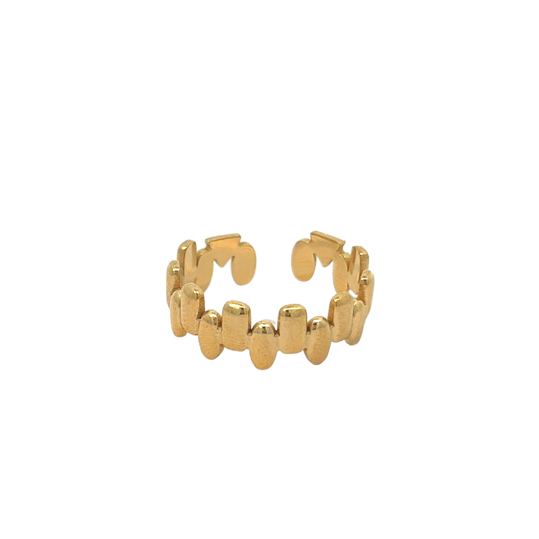 Adjustable gold plated steel ring