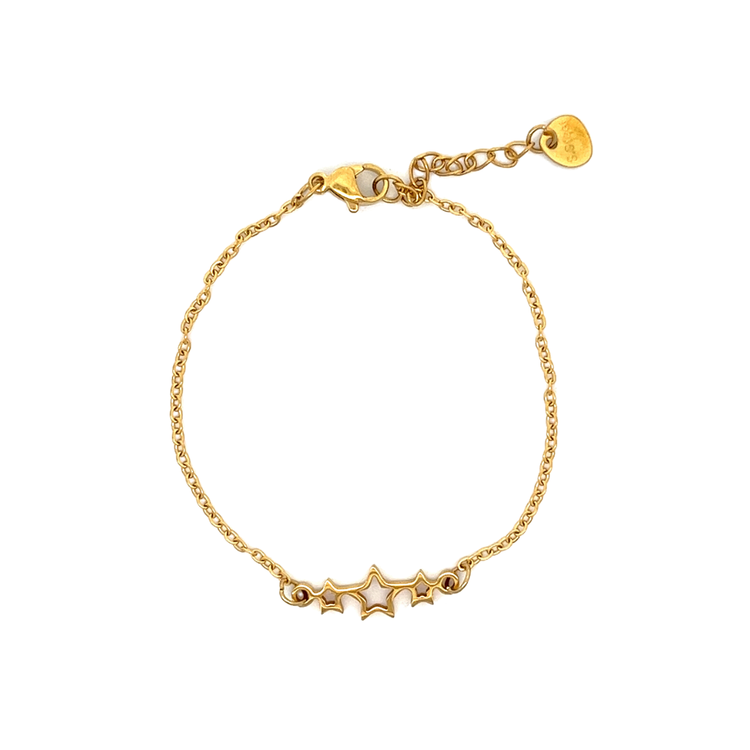 Pulsera acero baño oro estrellas