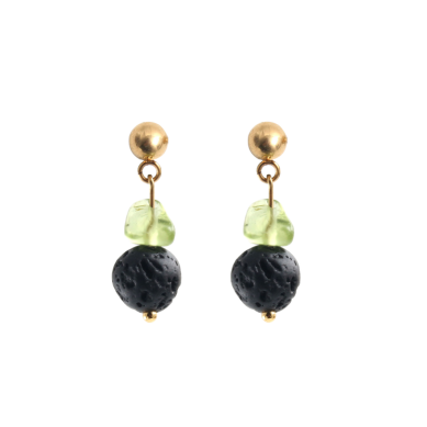 Olivine gold and silver plated steel earrings