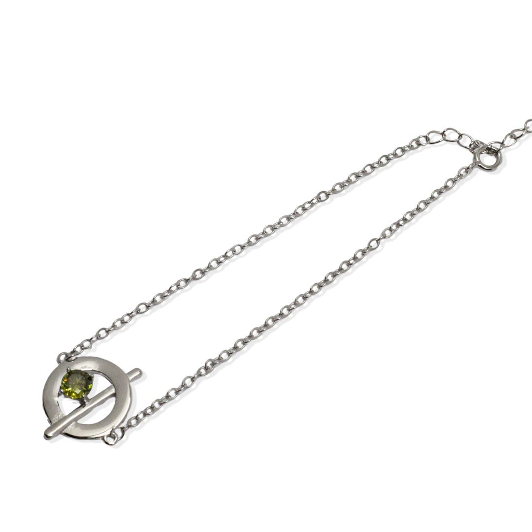 Silver Bracelet with Peridot in Circular Design