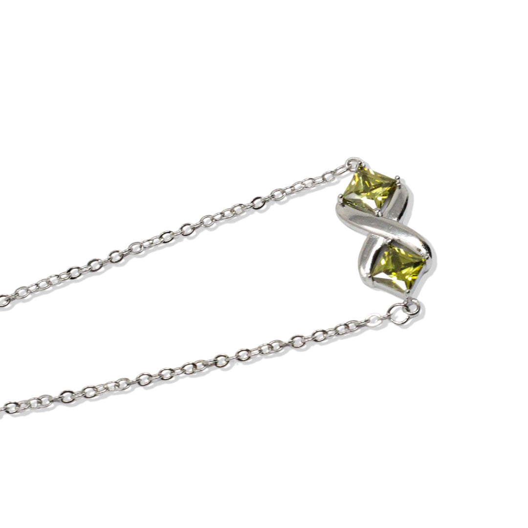 Silver Bracelet with Peridot Set in X Design