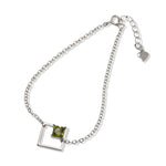 Load image into Gallery viewer, Silver Bracelet with Peridot Set in Rhombus Design
