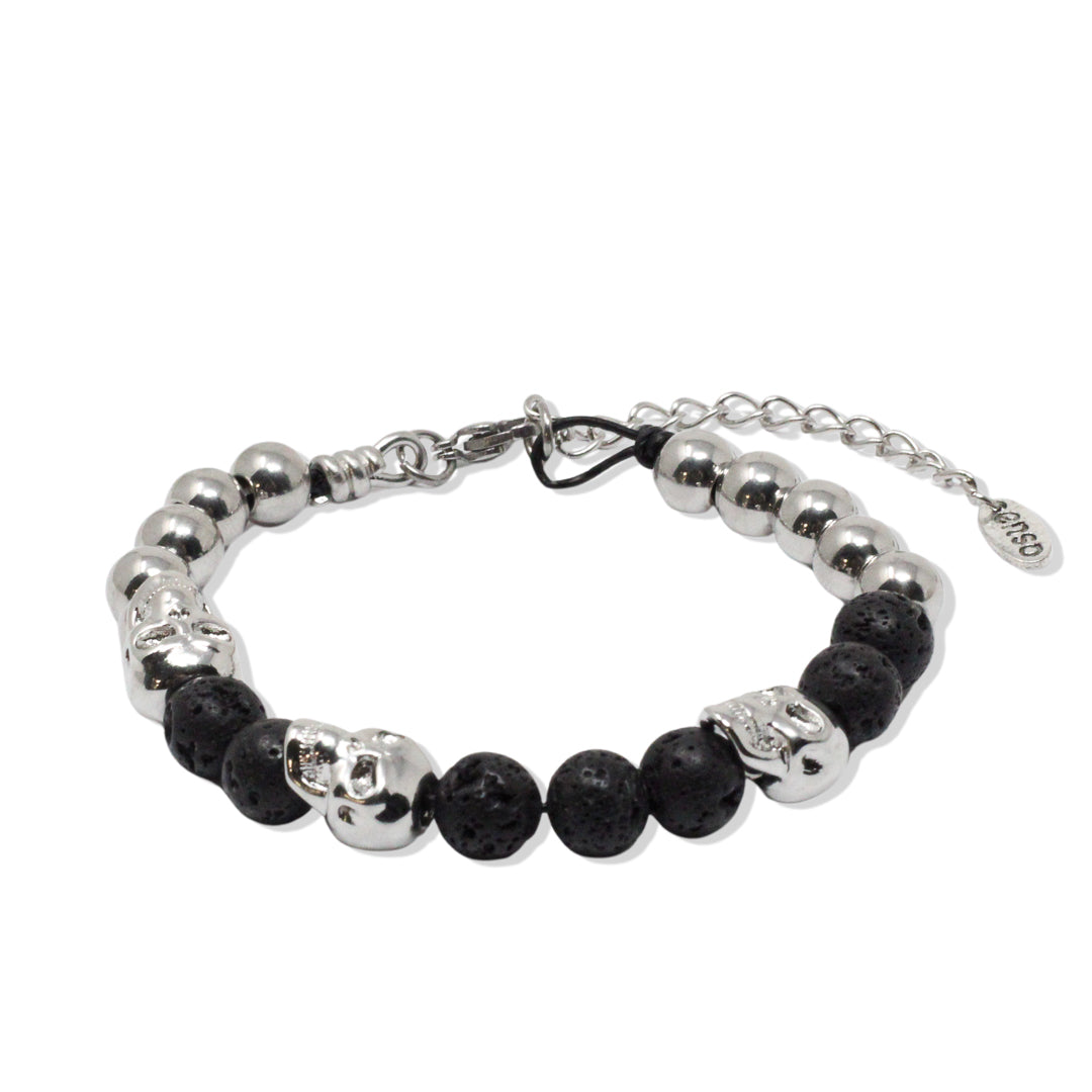 Zamak lava ball and skull bracelet