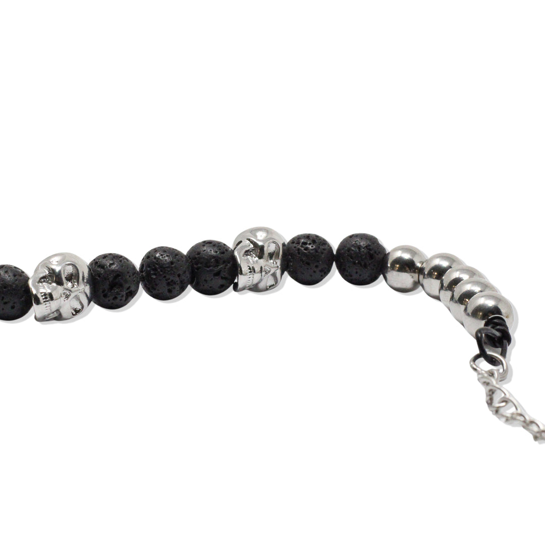 Zamak lava ball and skull bracelet